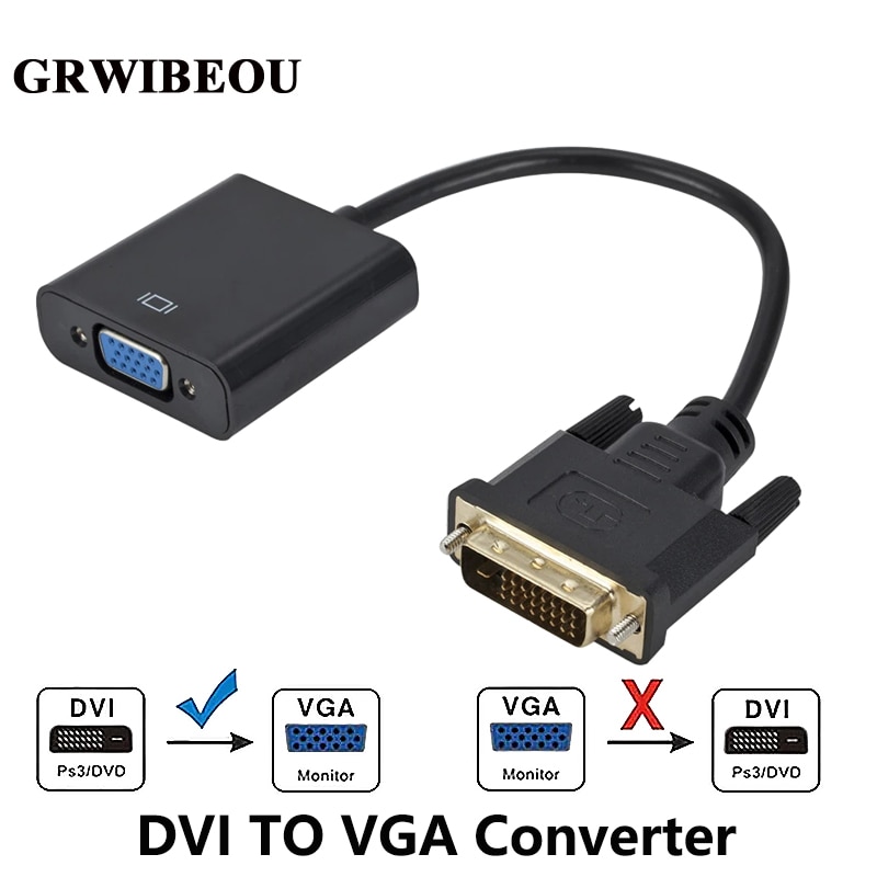 GRWIBEOU-Ǯ HD DVI To VGA , 1080P DVI Male 24 + 1 -VGA Female  ̺, HDTV PC ÷ DVI-VGA 